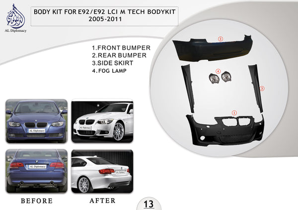 B.13 BODYKIT FOR E92 E92 LCI M TECH BODYKIT 2005-2011 for BMW 3 Series E92 (2005-2013) models